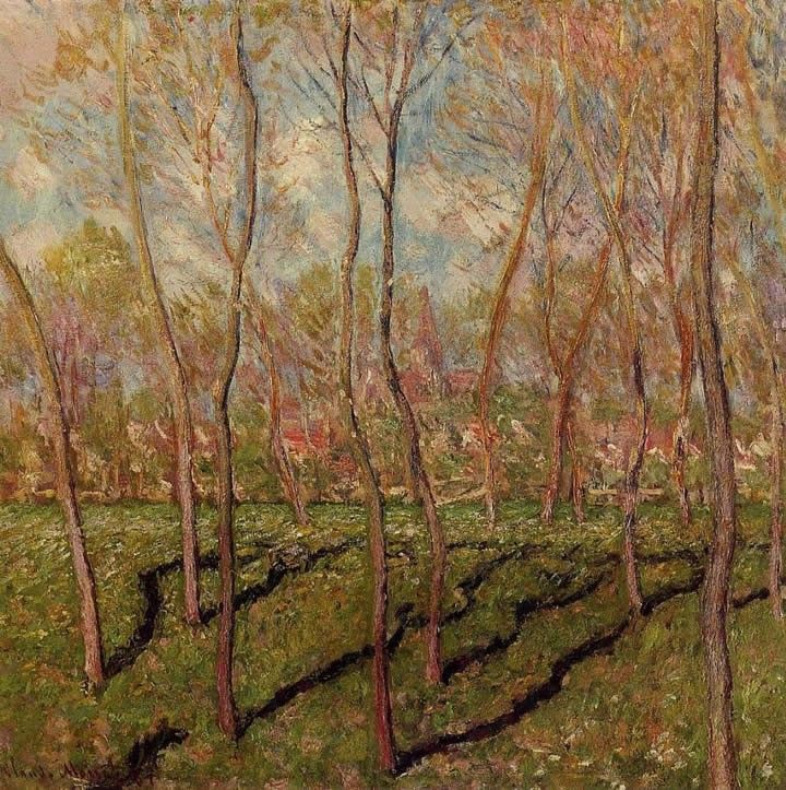 Claude Monet Trees in Winter View of Bennecourt